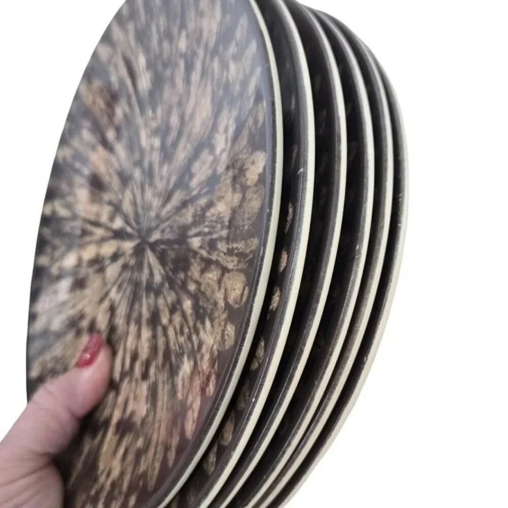 Target Home Decorative Plates – Set of 6 Brown & Gold Melamine Starburst Design